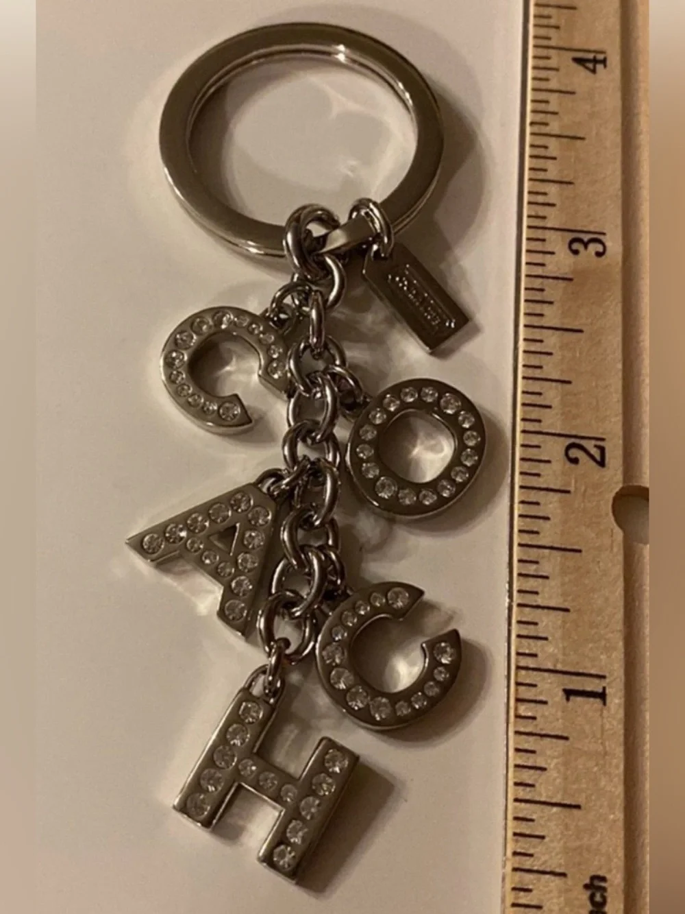 Coach Silver Crystal Letter Keychain - COACH Charm